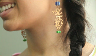 Earrings in Copper and Glass beads