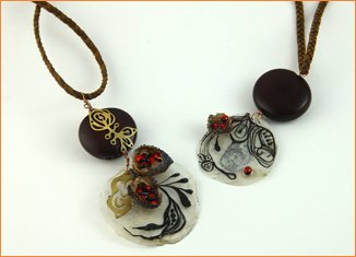 Seeds and painted shells embellished in Copper